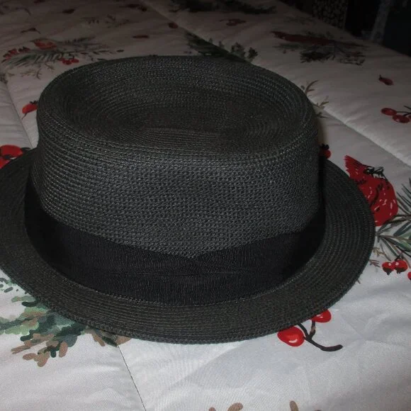 BAILEY OF HOLLYWOOD BREEDWOVEN MENSBLACK & Tan Straw Fedora hats XL NWT
